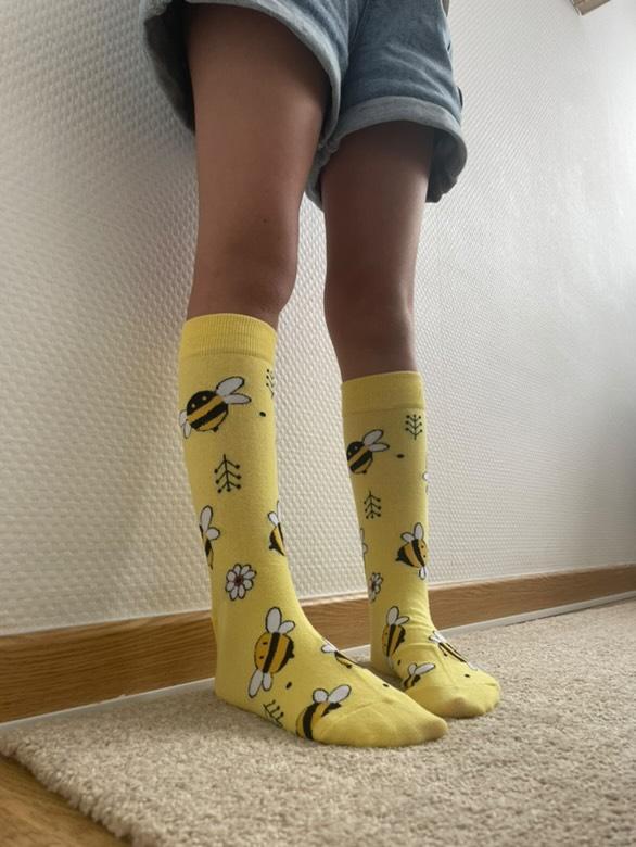 Chaussettes abeille jaunes et noires – Motif mignon et original.