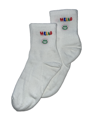 Chaussettes Hello Arc-en-Ciel en coton doux – Parfaites pour un style dynamique et fun.