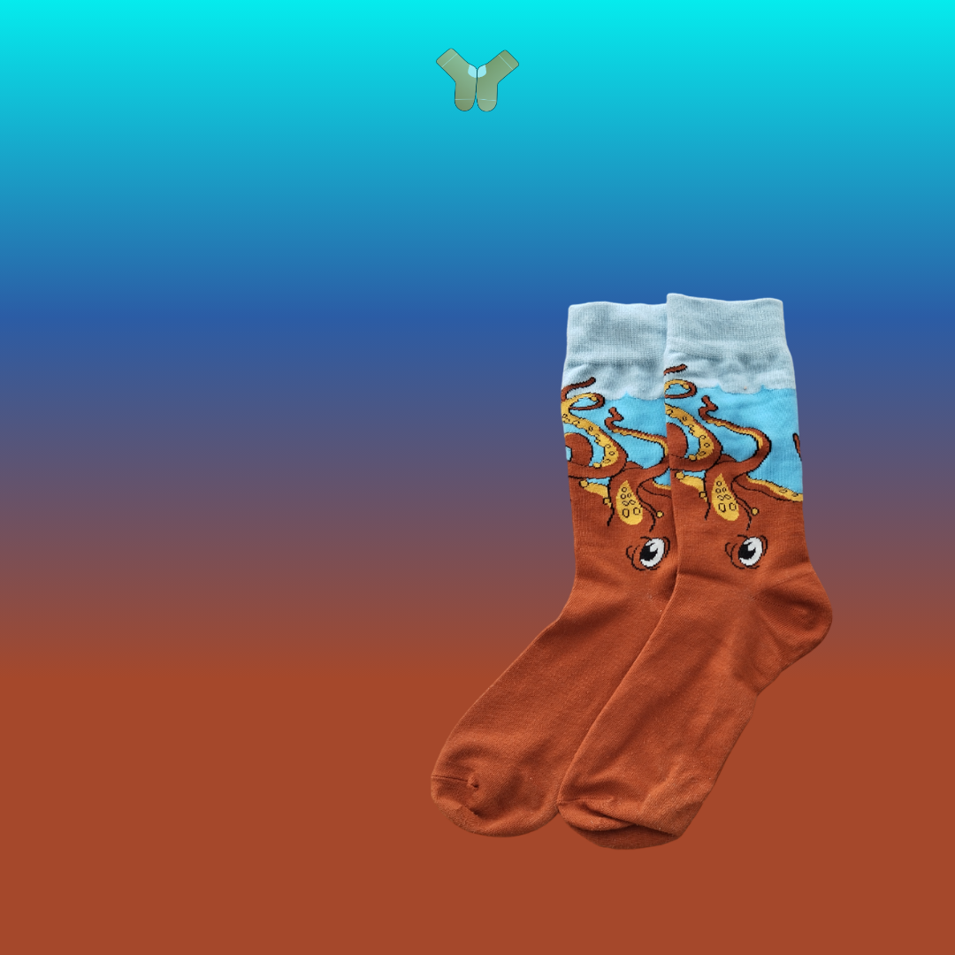 Chaussettes Kraken – Design original et mystérieux pour un look marin unique.