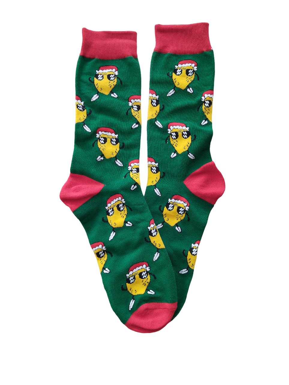Chaussettes Patata Noël – Design festif et gourmand pour un look de Noël chaleureux.