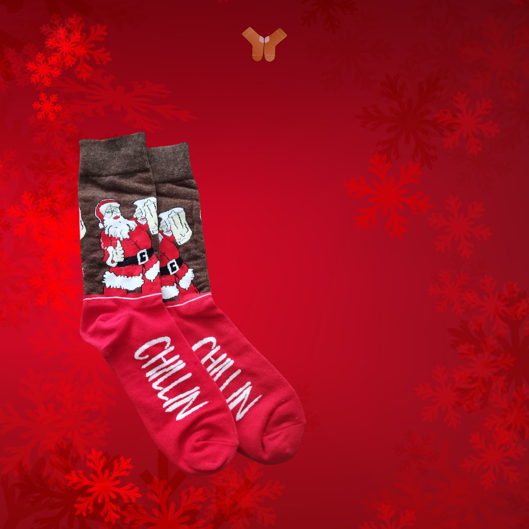 Chaussettes Santa's Beer en coton doux – Parfaites pour un Noël amusant et confortable.