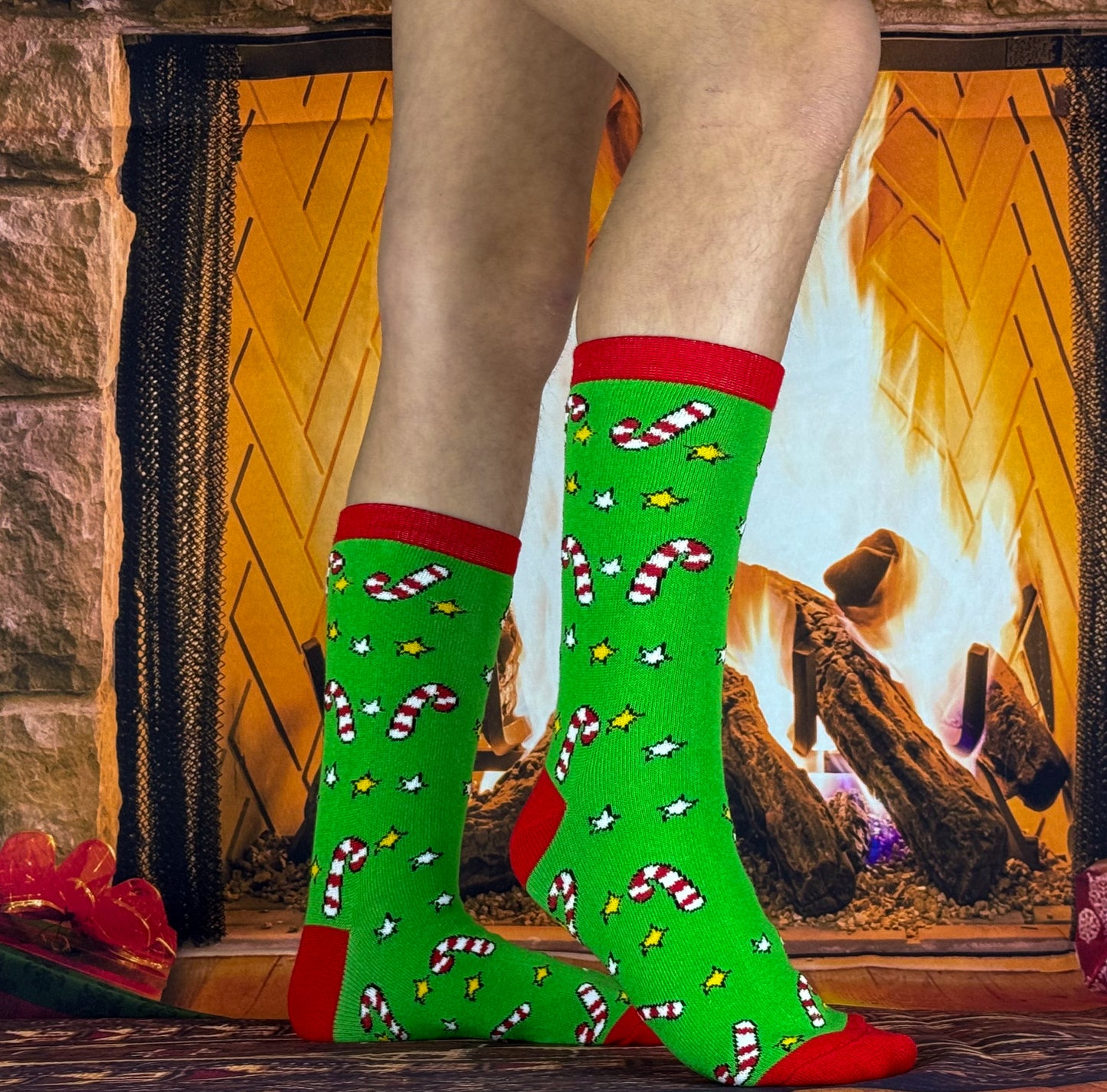 Chaussettes Sucre d'Orge – Design gourmand et festif pour un look doux et joyeux pendant Noël.