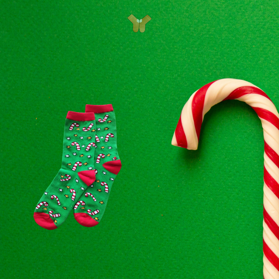 Chaussettes Sucre d'Orge en coton doux – Parfaites pour un Noël confortable et original.