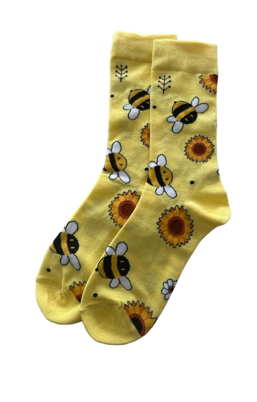 Chaussettes abeille en coton bio – Design amusant pour tous les âges.