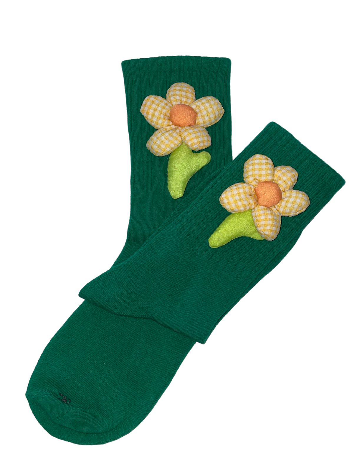 Chaussettes fleurs vertes – Design naturel et floral pour un look frais et printanier.