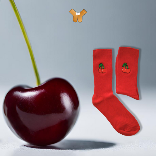 Socks cerise rouges et vertes – Design fruité et estival.