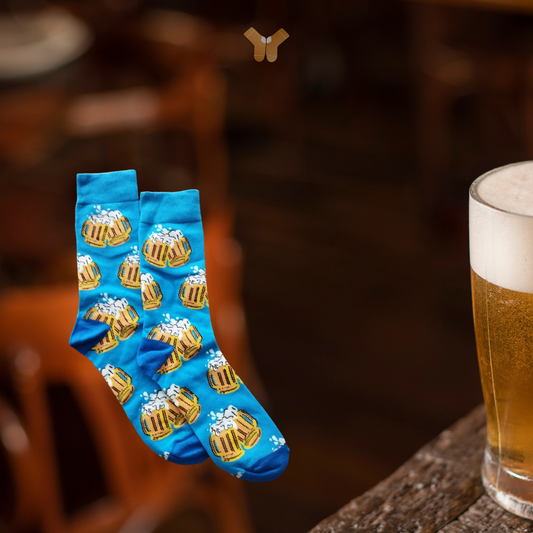 Chaussettes Beer – Design humoristique avec verre de bière
