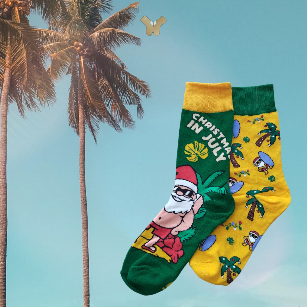 Chaussettes Holidays – Design festif et chaleureux pour un look de Noël joyeux.