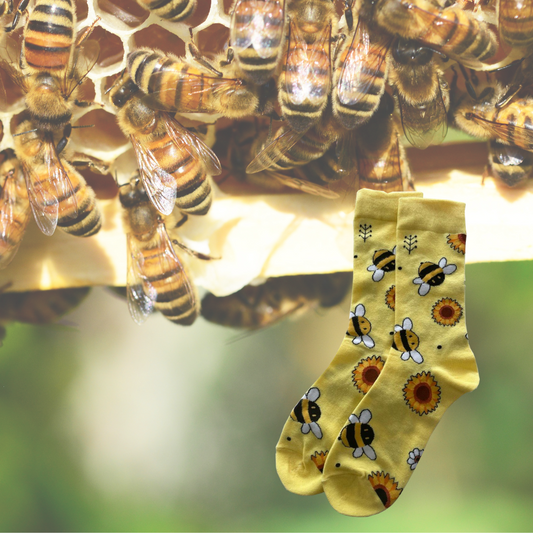 Chaussettes abeille jaunes et noires – Motif mignon et original.
