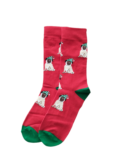Chaussettes chien de Noël en coton doux – Idéales pour célébrer les fêtes.