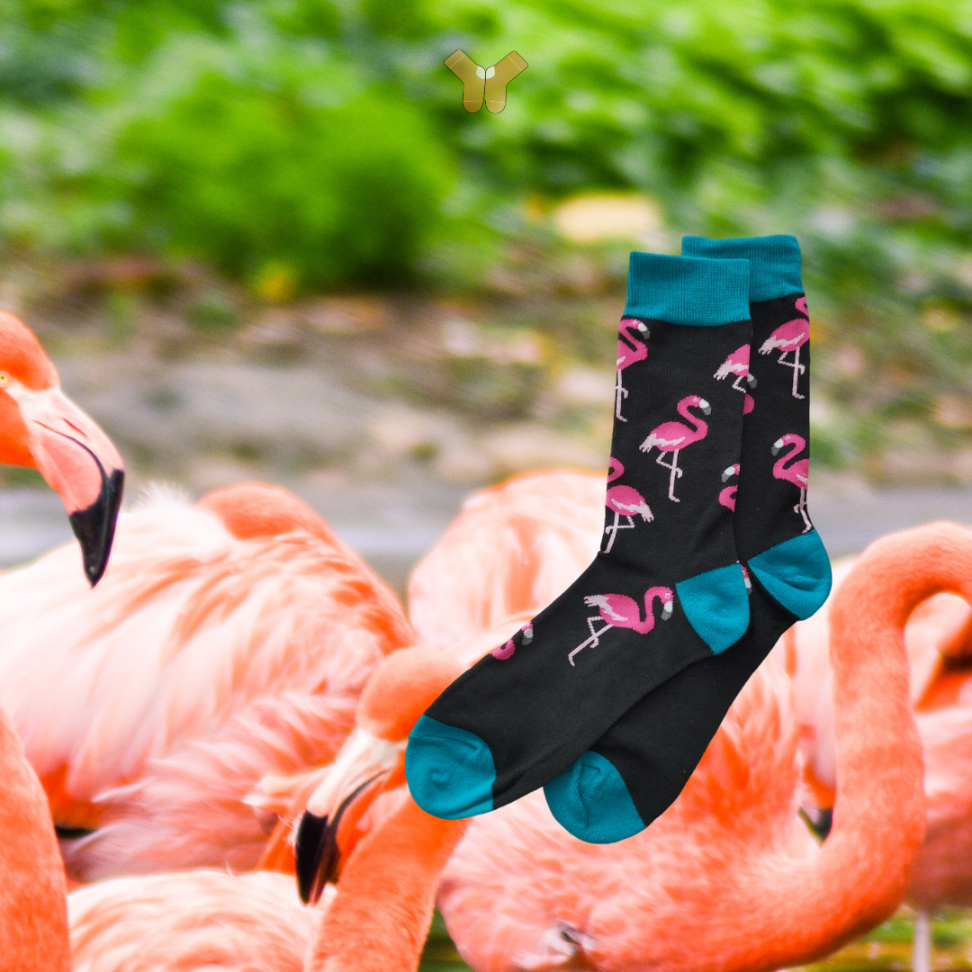 Chaussettes flamant rose – Design tropical et coloré pour un style unique.