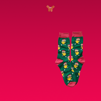 Chaussettes Patata Noël – Design festif et gourmand pour un look de Noël chaleureux.