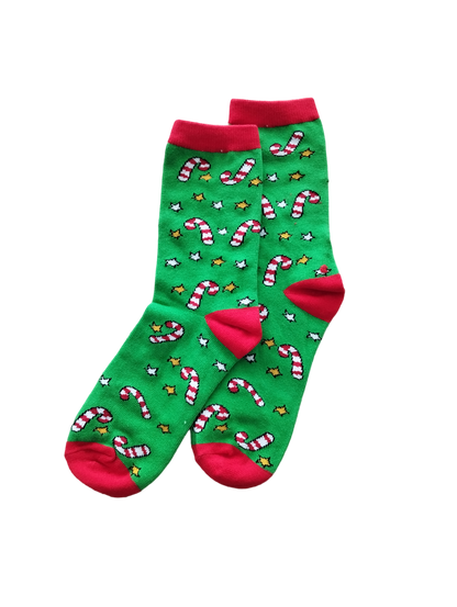 Chaussettes Sucre d'Orge – Design gourmand et festif pour un look doux et joyeux pendant Noël.