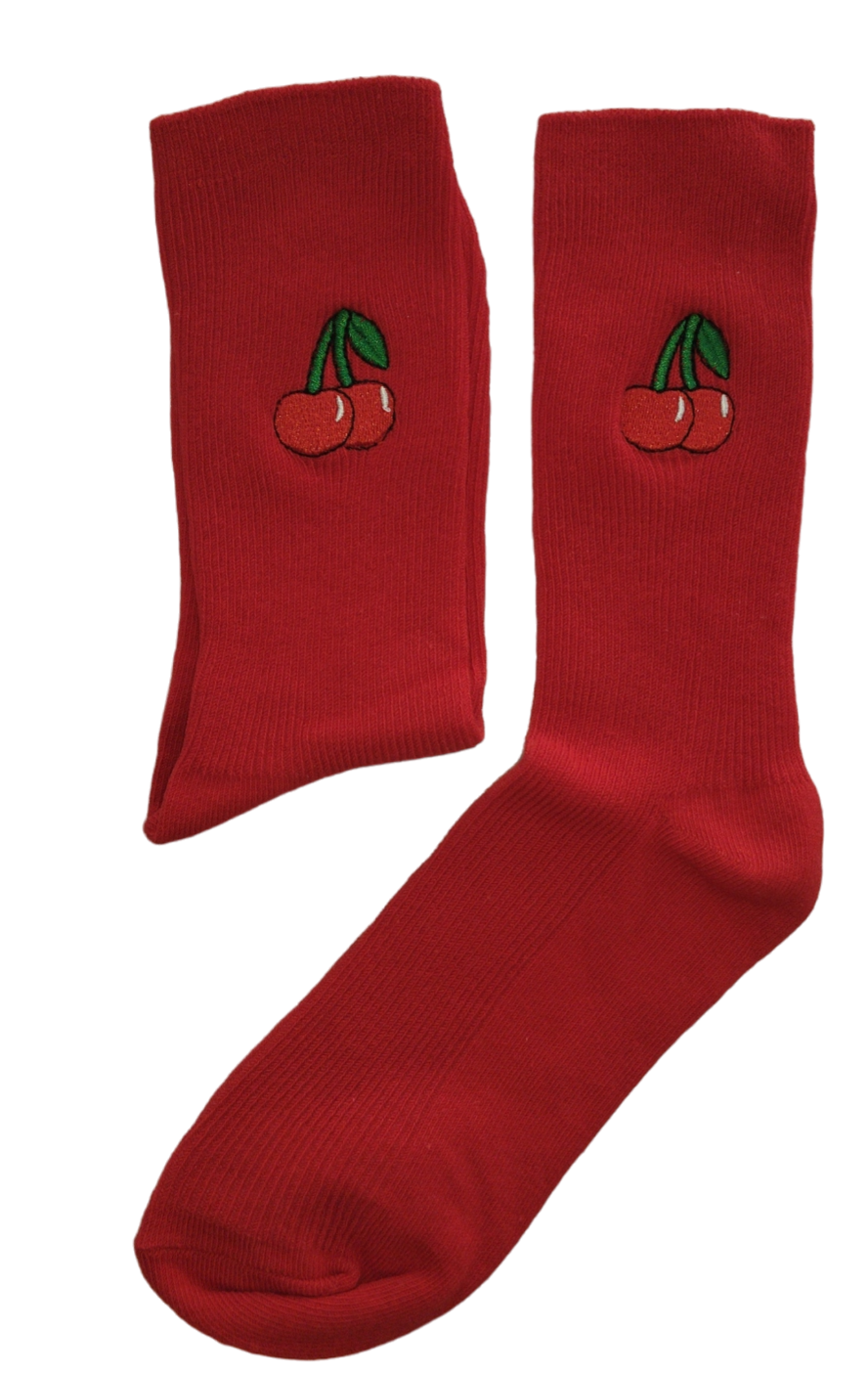 Socks cerise en coton doux – Parfaites pour un look sucré et décalé.