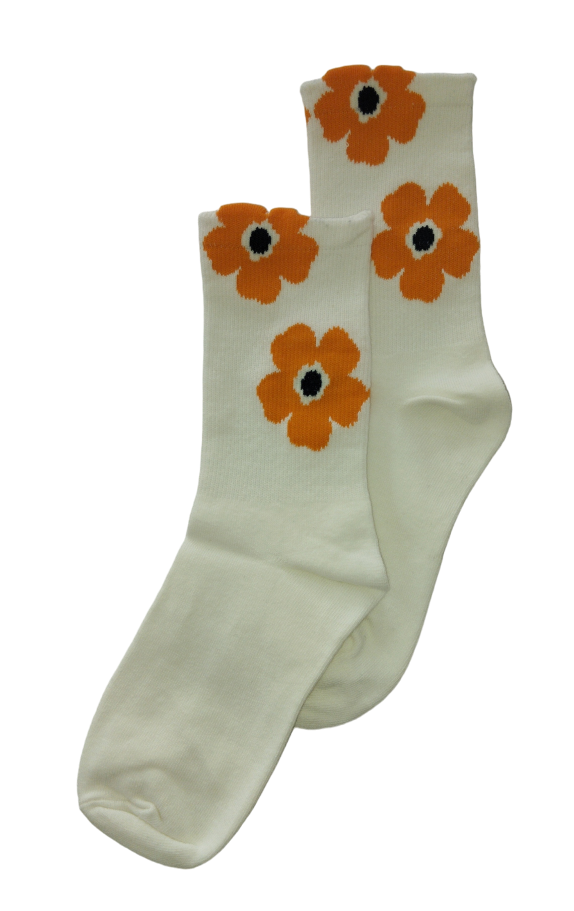 Chaussettes fleurs oranges en coton doux – Parfaites pour un style estival énergique et coloré.