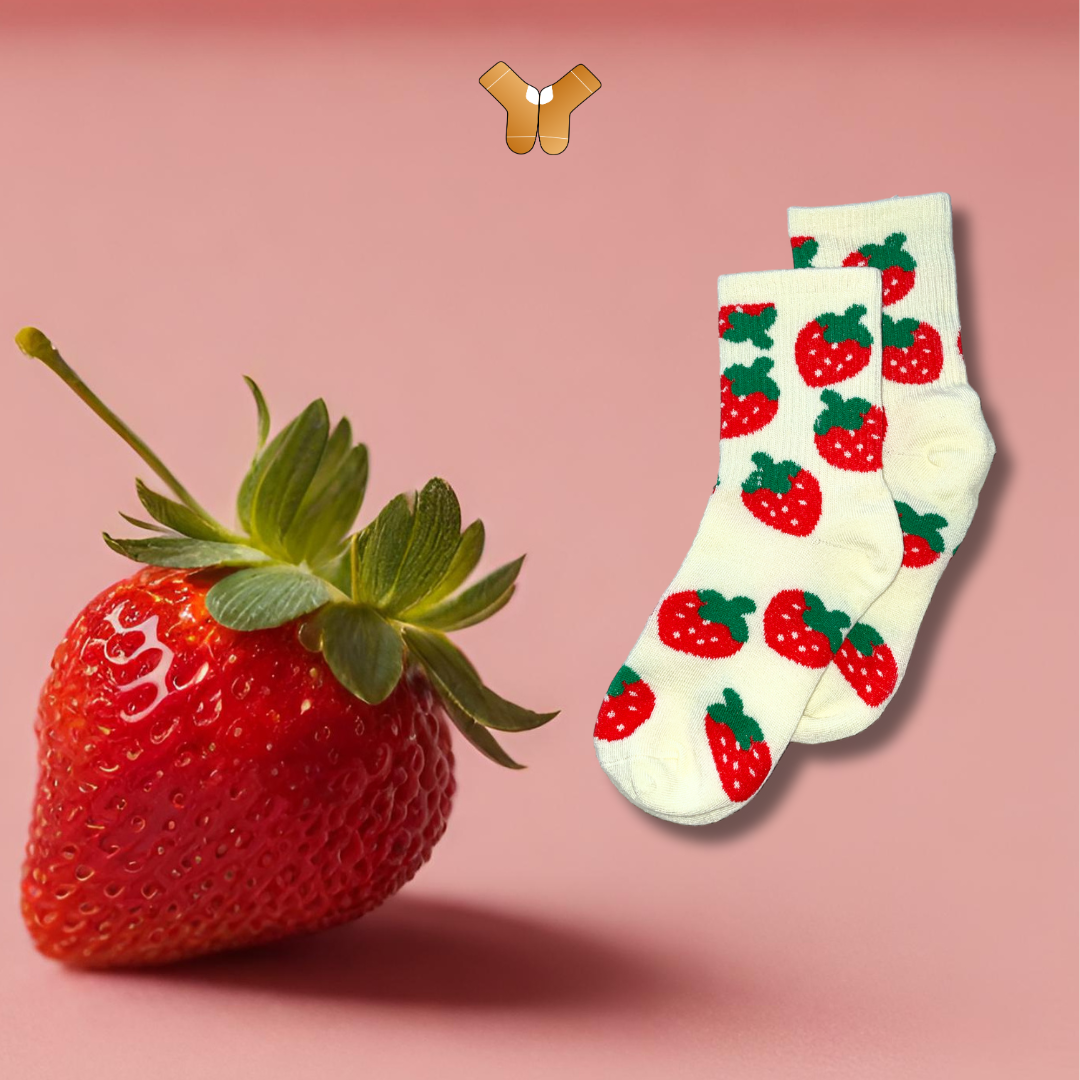 Chaussettes originales fraise en coton doux – Idéal pour un cadeau.