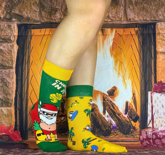 Chaussettes Holidays – Design festif et chaleureux pour un look de Noël joyeux.
